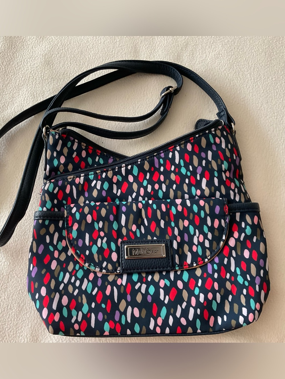 Navy Multicolor Pattern Crossbody Bag